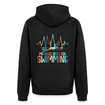 Schwimmer EKG Schwimmtrainer Schwimmen - Unisex Premium Bio Zip Hoodie - Schwarz - Hinten - Nico (187cm)