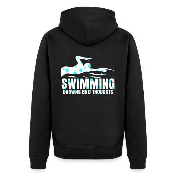 Schwimmer Spruch Schwimmtrainer - Unisex Premium Bio Zip Hoodie - Schwarz - Hinten - Nico (187cm)