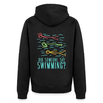 Schwimmer Schwimmtrainer Schwimmbad - Unisex Premium Bio Zip Hoodie - Schwarz - Hinten - Nico (187cm)