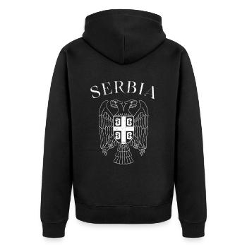 Drapeau des armoiries de l’aigle de Serbie - Veste à capuche bio Premium Unisexe - noir - Dos - Nico (187cm)