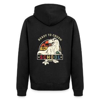 Ready To Crush School Dinosaurs - Unisex Premium Organic Zip Hoodie - black - Back - Nico (187cm)