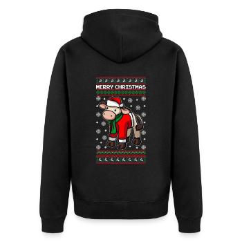 Vache de Noël Joyeux Noël - Veste à capuche bio Premium Unisexe - noir - Dos - Nico (187cm)