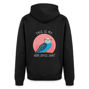 This is my home office Vogel - Unisex Premium Organic Zip Hoodie - black - Back - Nico (187cm)
