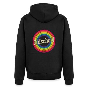 Old School Limited Edition Rainbow Circle Retro - Unisex Premium Organic Zip Hoodie - black - Back - Nico (187cm)