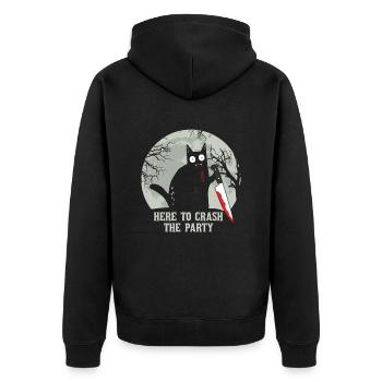 Ici pour écraser le chat d’Halloween - Veste à capuche bio Premium Unisexe - noir - Dos - Nico (187cm)