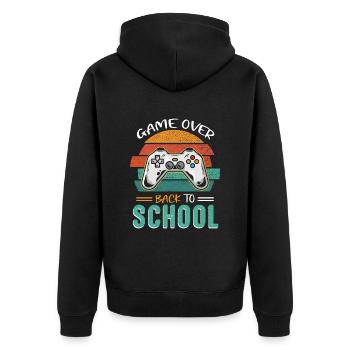 L’écolier commence le jeu du premier jour d’école - Veste à capuche bio Premium Unisexe - noir - Dos - Nico (187cm)
