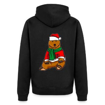 Ours brun en costume de Noël - Veste à capuche bio Premium Unisexe - noir - Dos - Nico (187cm)