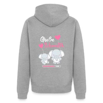 Große Schwester Lädt - Unisex Premium Bio Zip Hoodie - Grau meliert - Hinten - Nico (187cm)