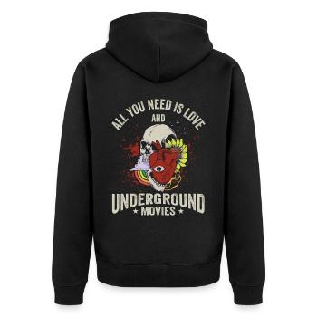 Underground Film, Independent Cinema, Horror - Unisex Premium Bio Zip Hoodie - Schwarz - Hinten - Nico (187cm)