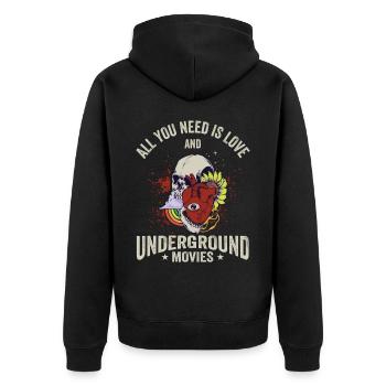 Underground Film, Independent Cinema, Horror - Unisex Premium Bio Zip Hoodie - Schwarz - Hinten - Nico (187cm)