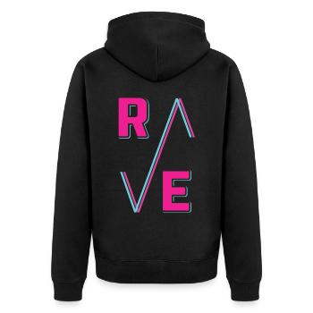 Techno House Party EDM Festival Goa Electro Rave - Unisex Premium Bio Zip Hoodie - Schwarz - Hinten - Nico (187cm)