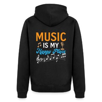 Guitar Player - Music Is My Happy Place - Unisex Premium Organic Zip Hoodie - black - Back - Nico (187cm)