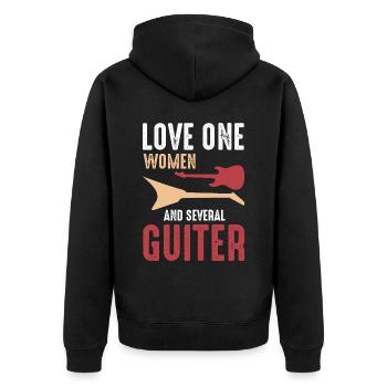 Guitar Player - Love One Women And Several Guitars - Unisex Premium Bio Zip Hoodie - Schwarz - Hinten - Nico (187cm)