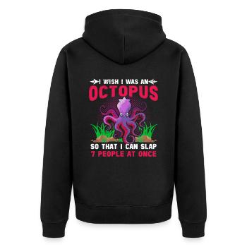 Octopus Octopus Sea Tentacle Octopus Octopus Octopus - Unisex Premium Organic Zip Hoodie - black - Back - Nico (187cm)