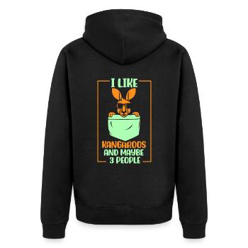 I like kangaroos and maybe 3 people animal - Unisex Premium Organic Zip Hoodie - black - Back - Nico (187cm)