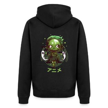 Horror Zombie Chibi gruseliger Pastell Goth Anime - Unisex Premium Bio Zip Hoodie - Schwarz - Hinten - Nico (187cm)
