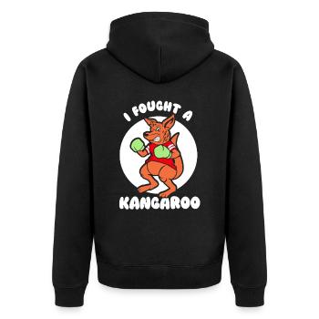 I fought with a kangaroo kangaroo animal - Unisex Premium Organic Zip Hoodie - black - Back - Nico (187cm)