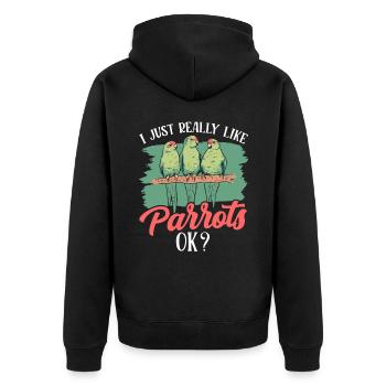 Ich Mag Papageien Einfach Sehr Papagei Süß Tier - Unisex Premium Bio Zip Hoodie - Schwarz - Hinten - Nico (187cm)