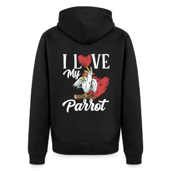 Ich Liebe Meinen Papagei Papageien Haustier Tier - Unisex Premium Bio Zip Hoodie - Schwarz - Hinten - Nico (187cm)