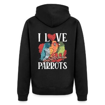 J’aime les perroquets animal de compagnie perroquet mignon - Veste à capuche bio Premium Unisexe - noir - Dos - Nico (187cm)