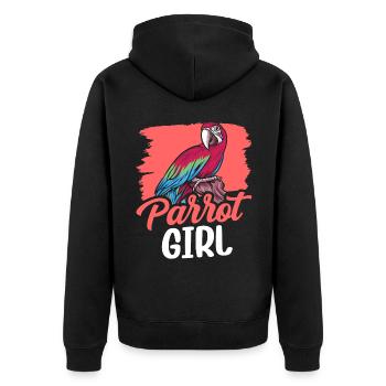Parrot Girl Cute Animal Parrots Pet - Unisex Premium Organic Zip Hoodie - black - Back - Nico (187cm)