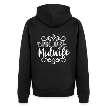 Stolze Hebamme Beruf Hebammen Geburtshilfe - Unisex Premium Bio Zip Hoodie - Schwarz - Hinten - Nico (187cm)