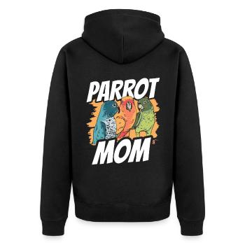 Papagei Mama Süß Tier Papageien Haustier - Unisex Premium Bio Zip Hoodie - Schwarz - Hinten - Nico (187cm)