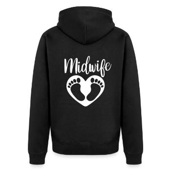 Hebamme Sprüche Beruf Hebammen Geburtshilfe - Unisex Premium Bio Zip Hoodie - Schwarz - Hinten - Nico (187cm)