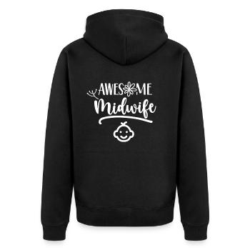 Tolle Hebamme Sprüche Beruf Geburtshilfe Hebammen - Unisex Premium Bio Zip Hoodie - Schwarz - Hinten - Nico (187cm)