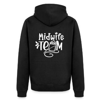 Hebammen Team Geburtshilfe Sprüche Hebamme Beruf - Unisex Premium Bio Zip Hoodie - Schwarz - Hinten - Nico (187cm)