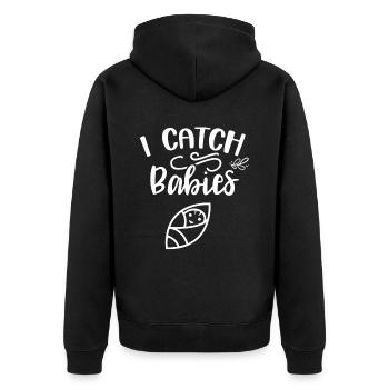 Ich Fange Babies Geburtshilfe Hebamme Hebammen - Unisex Premium Bio Zip Hoodie - Schwarz - Hinten - Nico (187cm)