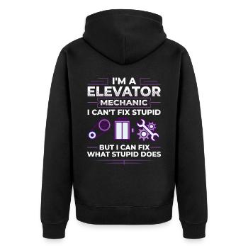 Aufzug Aufzugsanlage Techniker Fahrstuhl Lift - Unisex Premium Bio Zip Hoodie - Schwarz - Hinten - Nico (187cm)