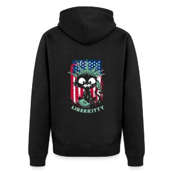 Chat Statue de la Liberté Liberkitty - Veste à capuche bio Premium Unisexe - noir - Dos - Nico (187cm)