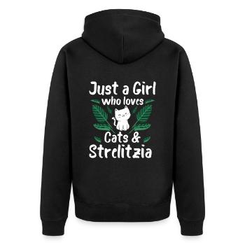 Just A Girl Who Loves Cats And Strelizie - Unisex Premium Bio Zip Hoodie - Schwarz - Hinten - Nico (187cm)