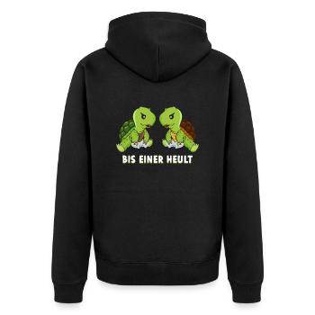 Bis Einer Heult Gamer Schildkröte - Unisex Premium Bio Zip Hoodie - Schwarz - Hinten - Nico (187cm)