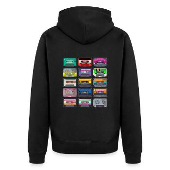 Cassette Mixtape - Unisex Premium Bio Zip Hoodie - Schwarz - Hinten - Nico (187cm)