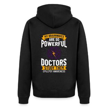 Epilepsie Krampf Erkrankung Epileptischer Anfall - Unisex Premium Bio Zip Hoodie - Schwarz - Hinten - Nico (187cm)