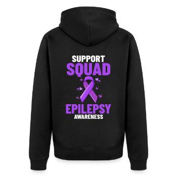 Epilepsie Krampf Erkrankung Epileptischer Anfall - Unisex Premium Bio Zip Hoodie - Schwarz - Hinten - Nico (187cm)
