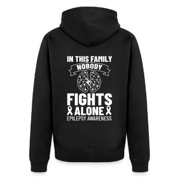 Epilepsie Krampf Erkrankung Epileptischer Anfall - Unisex Premium Bio Zip Hoodie - Schwarz - Hinten - Nico (187cm)