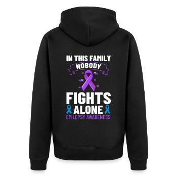 Epilepsie Krampf Erkrankung Epileptischer Anfall - Unisex Premium Bio Zip Hoodie - Schwarz - Hinten - Nico (187cm)