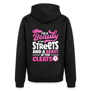 À A Beauty In The Streets et A Beast In The - Veste à capuche bio Premium Unisexe - noir - Dos - Nico (187cm)