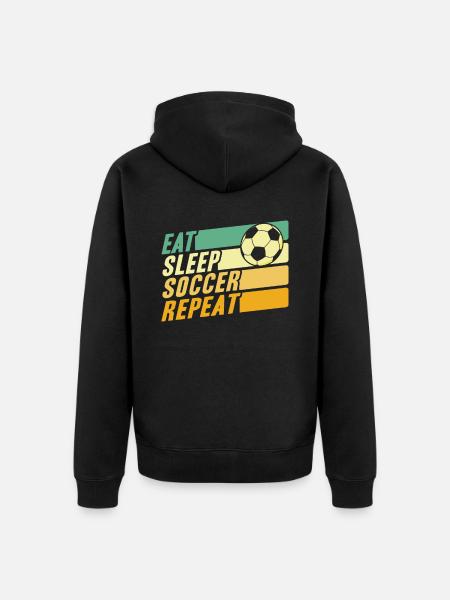 Eat Sleep Soccer Repeat - Unisex Premium Organic Zip Hoodie - black