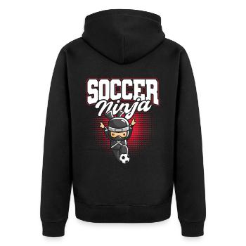 Joueur de football ninja mignon amoureux du football drôle - Veste à capuche bio Premium Unisexe - noir - Dos - Nico (187cm)