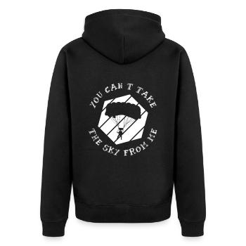 Cant Take The Sky From Me Fallschirm - Unisex Premium Bio Zip Hoodie - Schwarz - Hinten - Nico (187cm)