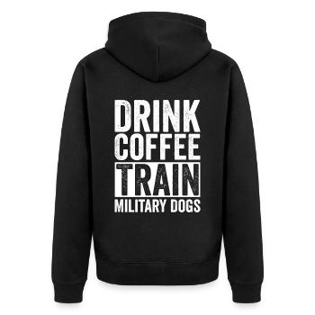 Coffee Drinking, Train, Military Dogs, Police Officer - Unisex Premium Organic Zip Hoodie - black - Back - Nico (187cm)