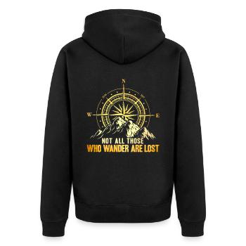 Not All Those Who Wander Are Lost - Unisex Premium Bio Zip Hoodie - Schwarz - Hinten - Nico (187cm)
