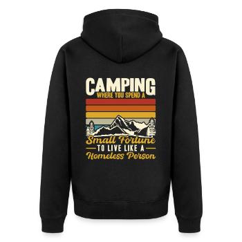 Camping où vous dépensez une petite fortune - Veste à capuche bio Premium Unisexe - noir - Dos - Nico (187cm)