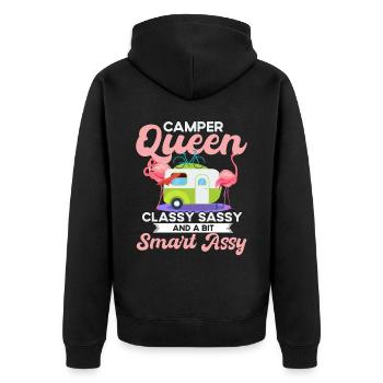 Camper Queen Classy Sassy And A Bit Smart Assy - Unisex Premium Bio Zip Hoodie - Schwarz - Hinten - Nico (187cm)