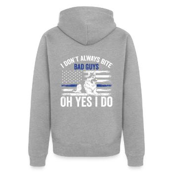 Polizeibeamter Polizeihund - Unisex Premium Bio Zip Hoodie - Grau meliert - Hinten - Nico (187cm)