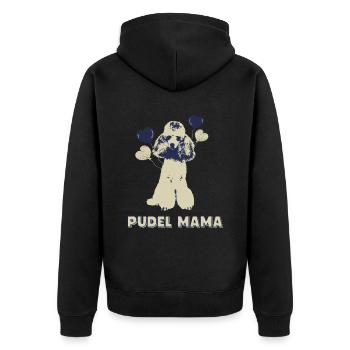 Damen Pudel Mama Hund mit Herzen Damen Vintage Hun - Unisex Premium Bio Zip Hoodie - Schwarz - Hinten - Nico (187cm)